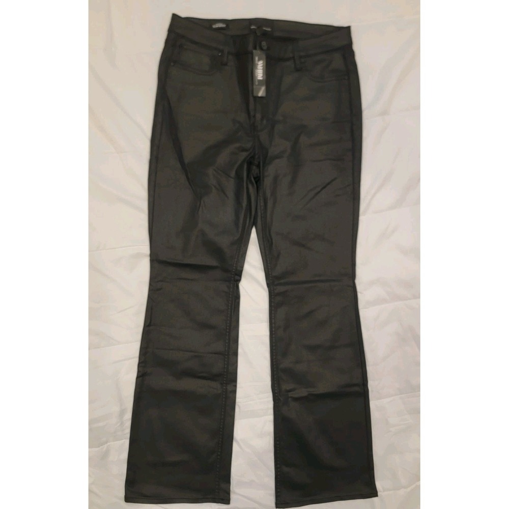 NWT White House Black Market Coated High Rise Slim Bootcut Pants Black 14R $120